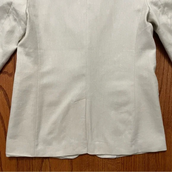 NWT LOFT neutral cotton linen blend single button blazer size 00 P petite - Picture 8 of 13